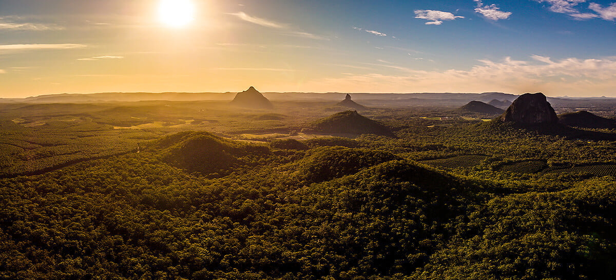 Glass House Mountains at sunset