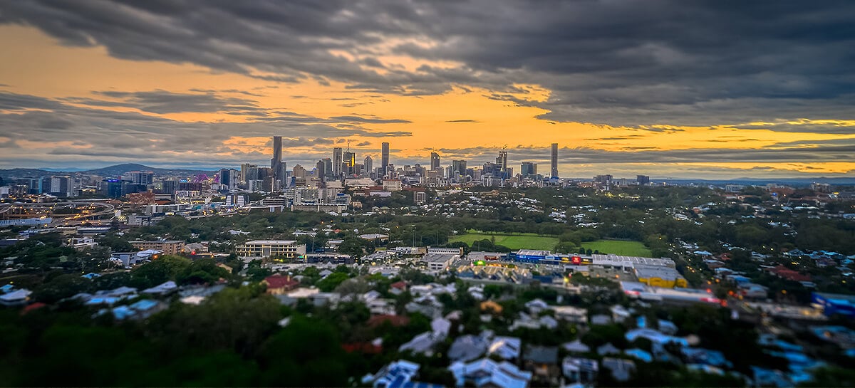 Brisbane suburbs at sunset