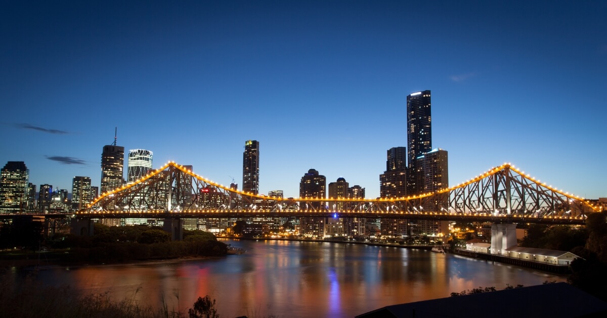 Brisbane Queensland bridge at dusk