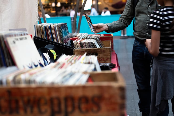 Record collection on sale at local garage sale