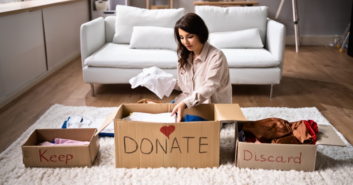 Woman sorting her things before moving