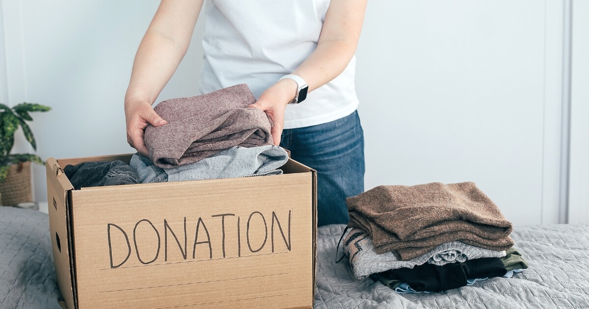 Donation box being packed during an interstate move