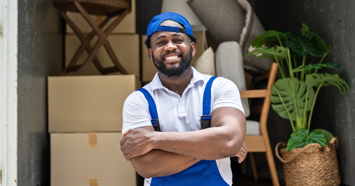 Happy moving guy