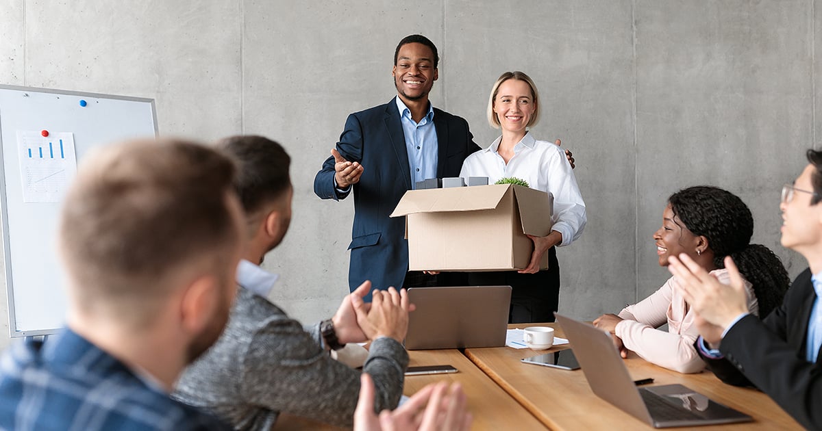 Woman being introduced to new coworkers