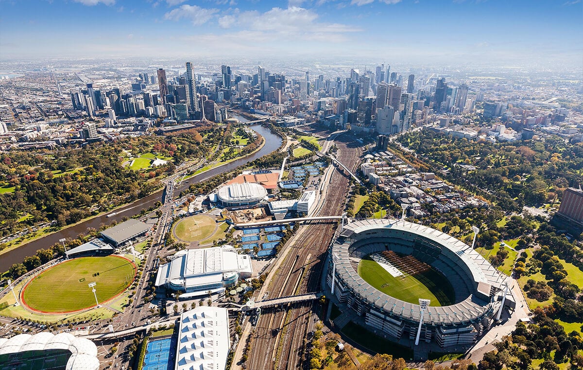 A sunny aerial photo of Melbourne, Australia - Moving to Melbourne from Brisbane - Austate Removals
