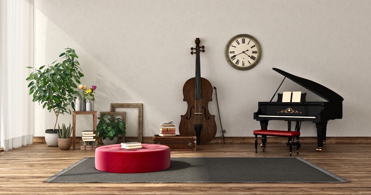 Piano in a room ready for moving