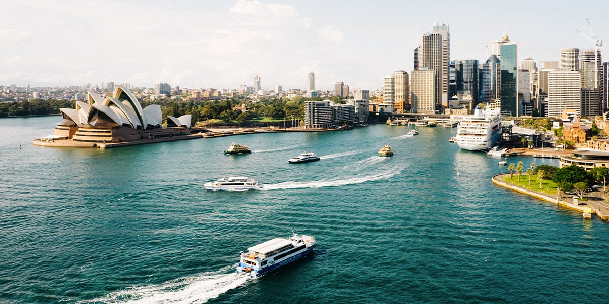 View of Sydney Harbour and Opera House from the bridge