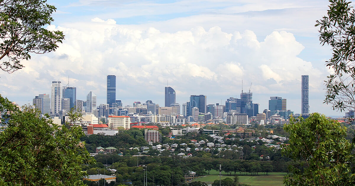 Brisbane houses with skyline in the background