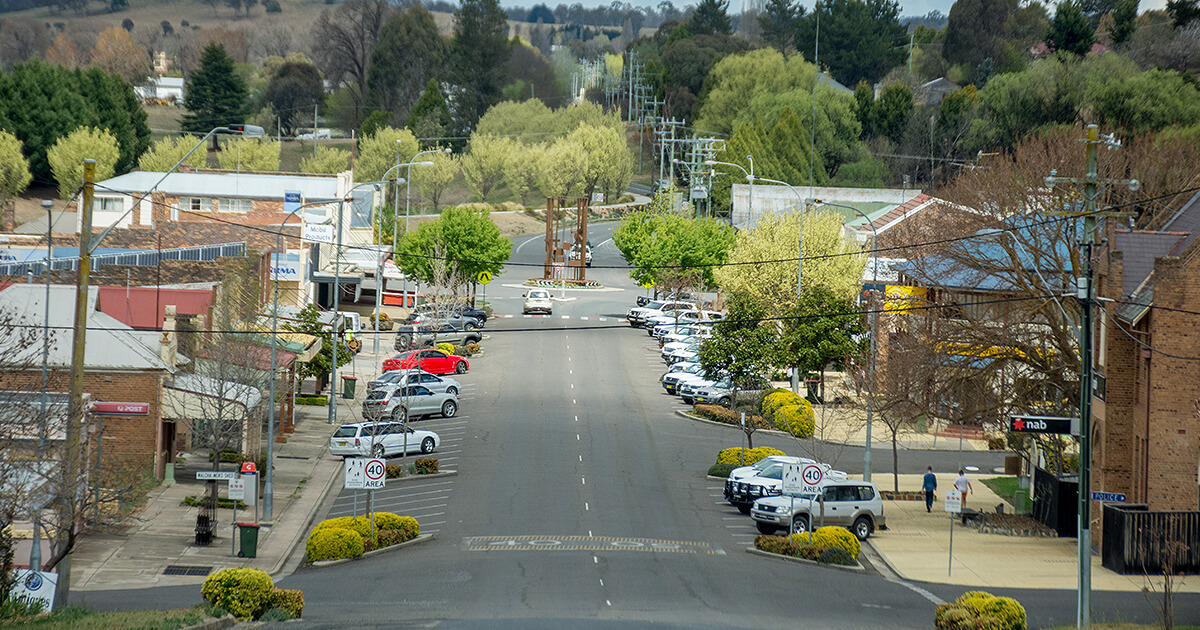 Small town Main Street in Australia