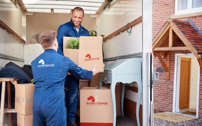 Austate Removals team moving boxes