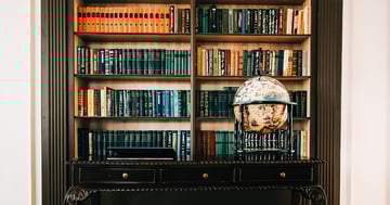 Book shelf and globe