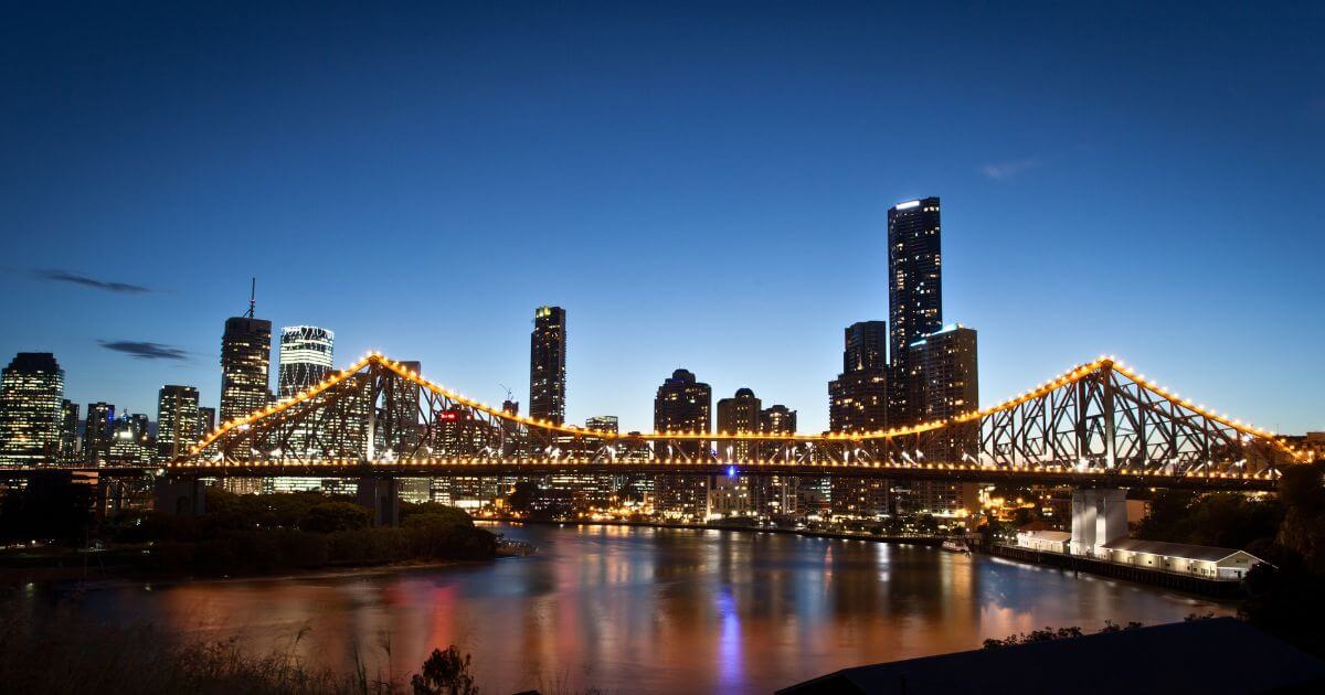 Brisbane Skyline at Dusk with Bridge