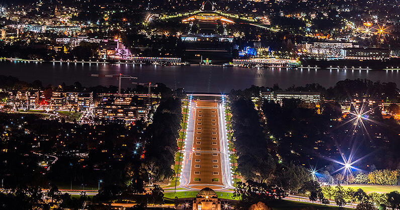 Canberra suburb at night