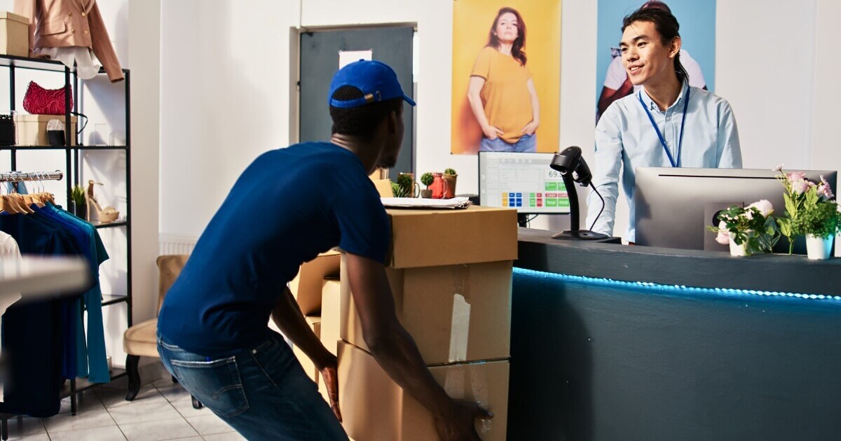 Picking up boxes during a business move