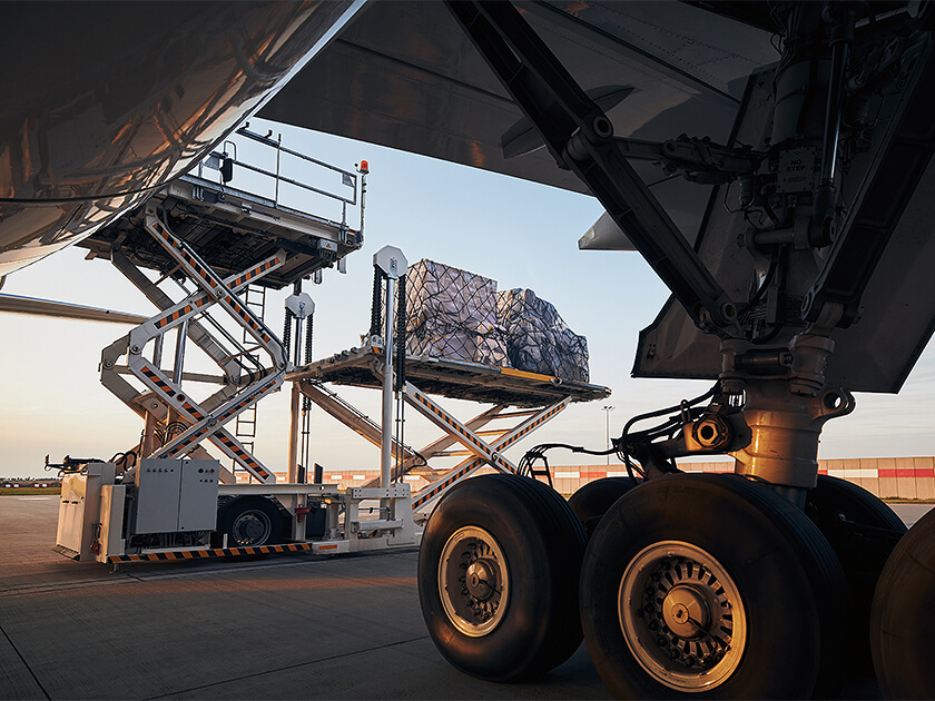 Putting packages on airplane